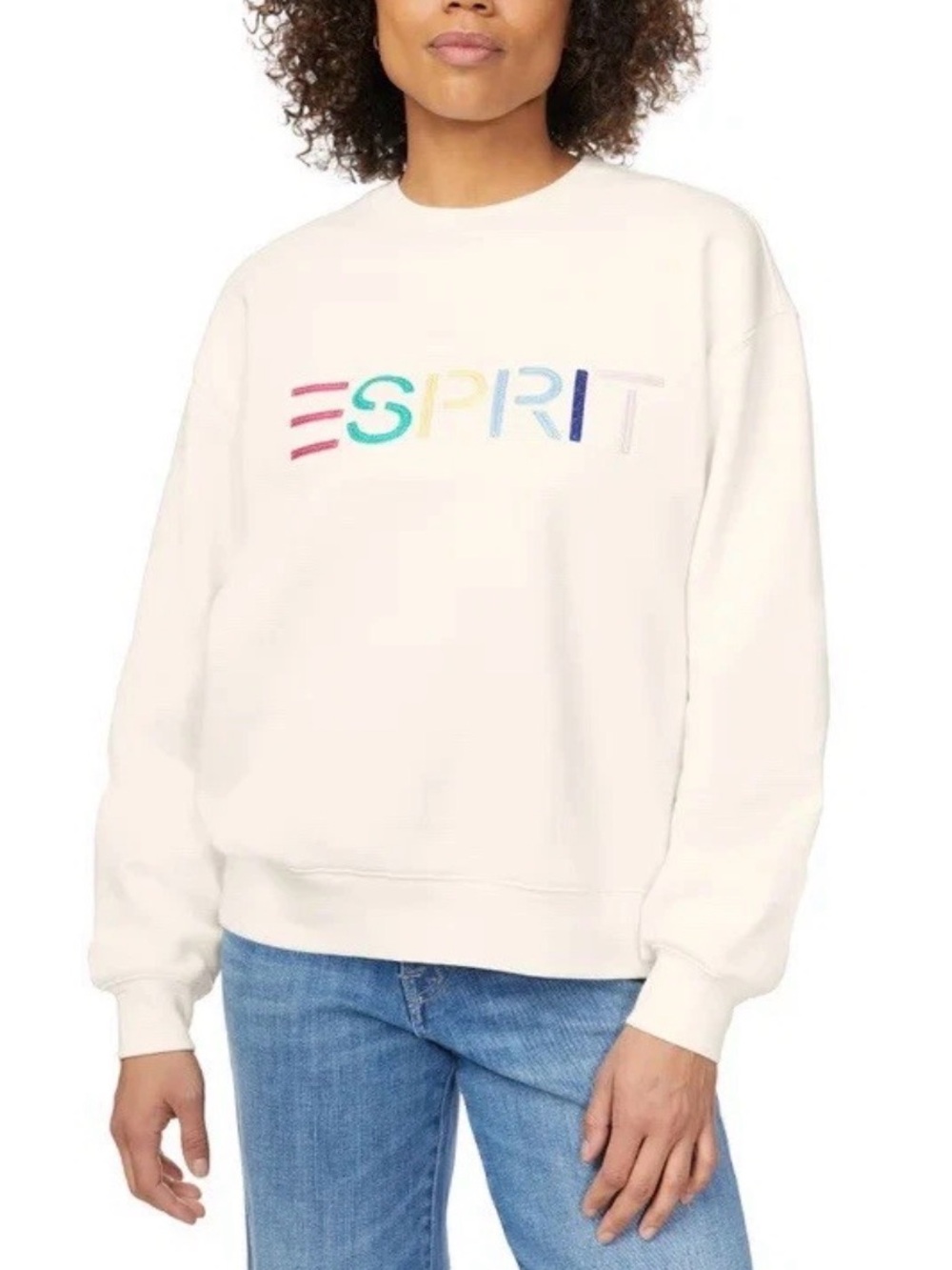 Esprit Women's Logo Vintage White Cream Viral 80s 90s Crew Neck Size Medium NWT - Picture 3 of 6
